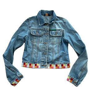 Vintage Todd Oldham Jeans Denim Jacket TO2 Blue Embroidered Women's Size Small